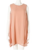 サイドプリーツシフォンワンピース/サックス