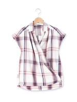 ビッグチェックカシュクールシャツ/イエロー(232)