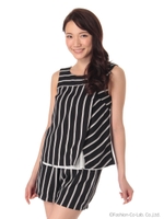 16.SS シフォン使いストライプ柄セットアップ/ホワイト