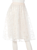 【Aunt Marie's】花柄オパールオーガンジースカート/WHT