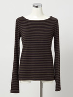 ガーゼベア天竺ボーダートップス/ブラウン