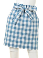 ギンガムチェックウエストギャザースカート/ブルー