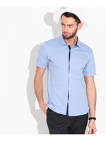 シルケットポンチ 前開きポロシャツ/ライトブルー(091)