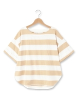 ビッグシルエットボーダープルオーバー/カーキ(327)