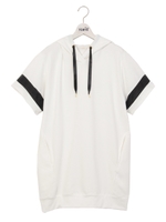 フードロゴワイドスリーブパーカーワンピ/ホワイト