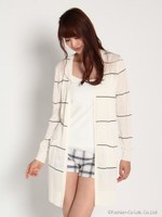 ボーダーニットカーデ/ホワイト
