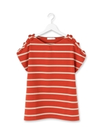 ボーダーリボンカットソー/ブルー系(395)