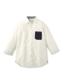 七分袖パナマシャツ/ホワイト(002)