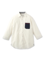 七分袖パナマシャツ/ホワイト(002)