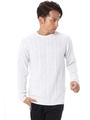 【AZUL by moussy】エステルケーブルクルーネック長袖プルオーバー/WHT