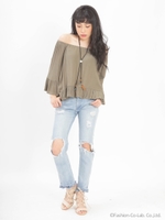 オフショルフリルTOPS/WH