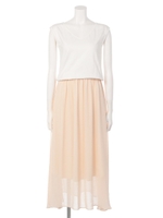 カット×ロングスカートドッキングワンピース/オフホワイト