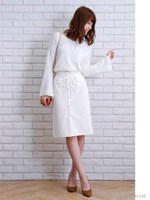 コーデュロイタイトスカート/ホワイト