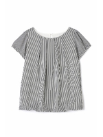 ジョーゼット×天竺ブラウス/ネイビー(121)