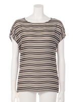 ジョーゼットボーダーブラウス/ブラック