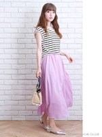 【美人百花8月号コラボ】チェーン付Vニット×マキシスカートSET/ラベンダー