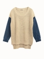 デニムドッキングニットTOPS/ブラックミックス