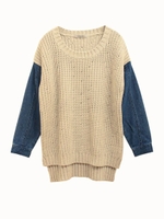 デニムドッキングニットTOPS/ブラックミックス