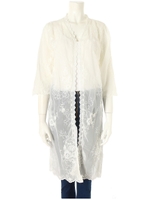 フラワー刺繍ロングカーディガン/ホワイト