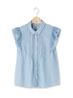 フリル袖レースシャツ/ライトブルー(091)