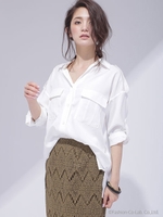 ミリタリーシャツブラウス/オフホワイト