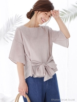 リボンブラウス/ベージュ