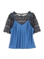 レイヤードレースSET TOPS/ブルー