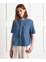 Americana デニムフレアシャツ/ネイビー(093)