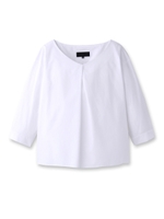 [L]コットンタック七分袖シャツ/カーキ(027)