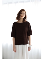 【AZUL by moussy】コットン100%レースアップニットプルオーバー/D/BRN