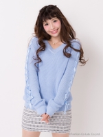 【Auntie Rosa】袖レースアップニット/WHT