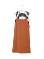 キャミワンピース+ボーダーカットソー/ブラウン(042)