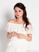 レースオフショルTOPS/ブルー