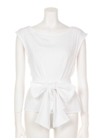 ウエストリボンブラウス/ホワイト