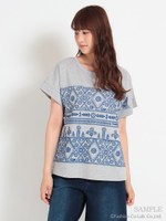 フォークロア刺しゅうTシャツ/オフホワイト