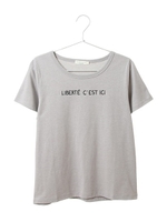 ロゴ刺繍Tシャツ/杢ライトグレー