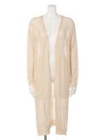 【Shelly island】透かし編みロングカーディガン/ブラウン