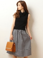 ストライプフレアスカート/オレンジ