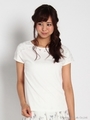 ヨークレースXビジューTシャツ 3/Rピンク
