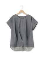 レオパード異素材ブラウス/ブルー(092)