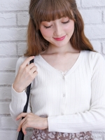 Vネックプルオーバーカーディガン(キャミ+カーデSET)/ボルドー