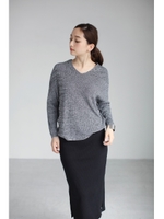 【AZUL by moussy】12GドルマンVネックニットプルオーバー/BLU