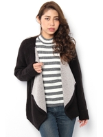 【AZUL by moussy】ソフランWフェイス長袖トッパーカーデ/柄BLK