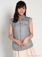 キャミ付ストライプそでみじシャツチュニック 3/クローシロ