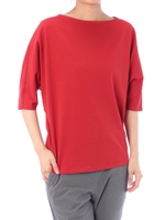 【AZUL by moussy】オーガニックコットンドルマン5分袖プルオーバー/RED