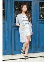 【AZUL by moussy】T/R天竺7分T/Bロングカーデ/T.GRY