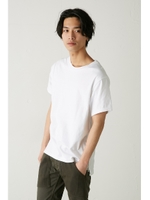 【AZUL by moussy】サイドZIPクルーネック半袖T/WHT