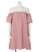 オフショルダーシンプルワンピ/Pink