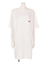 サイド パネルロゴ Vネック ワンピース/WHT