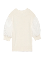 シースルースリーブニットプルオーバー/SAX